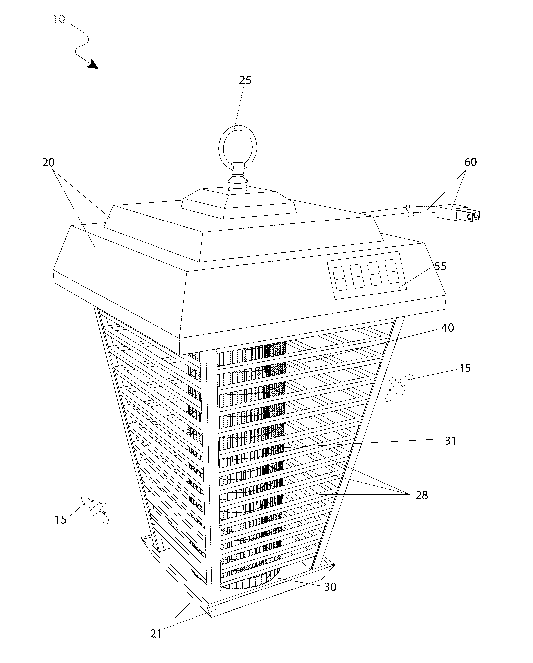 Insect electrocution device with counter