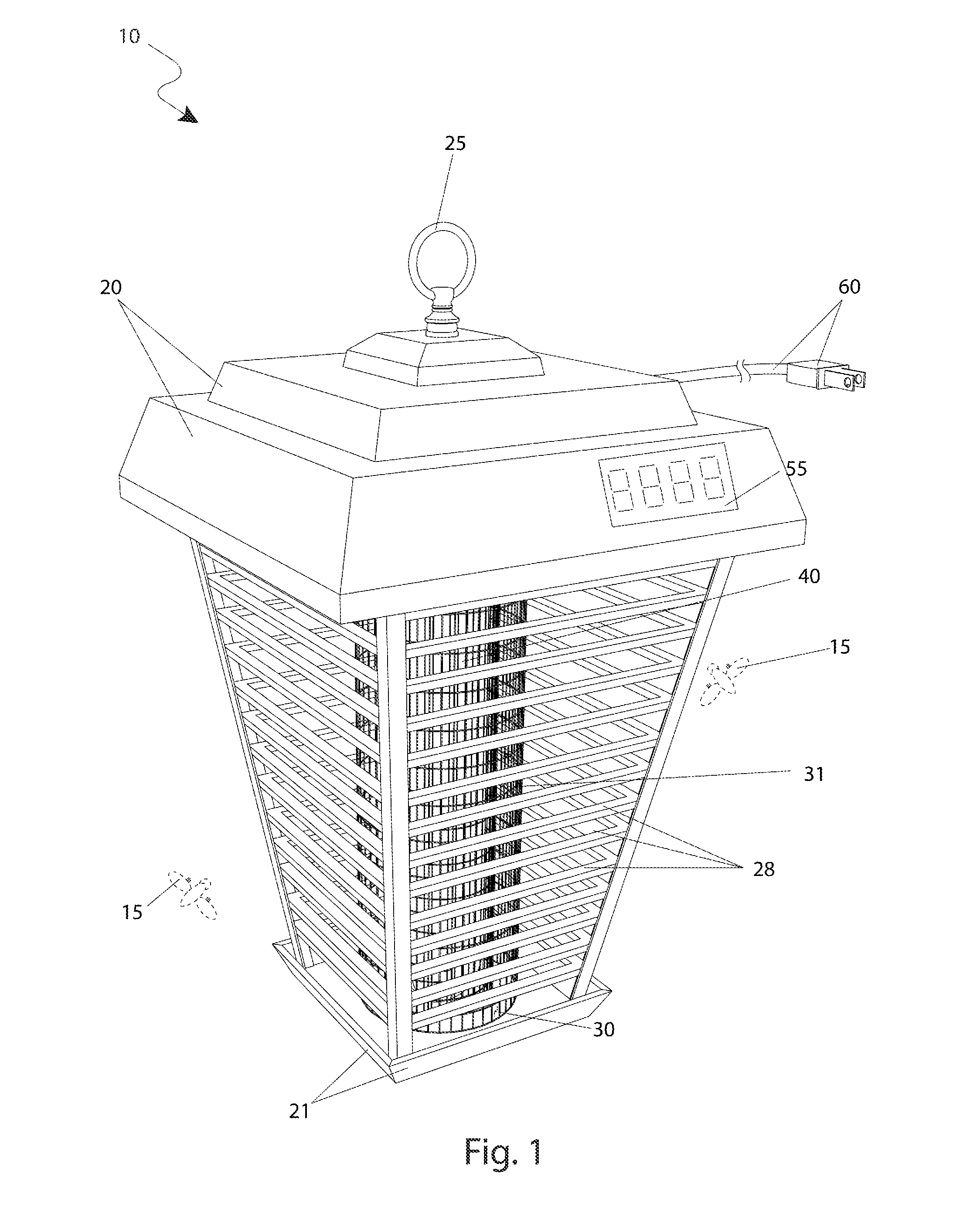 Insect electrocution device with counter