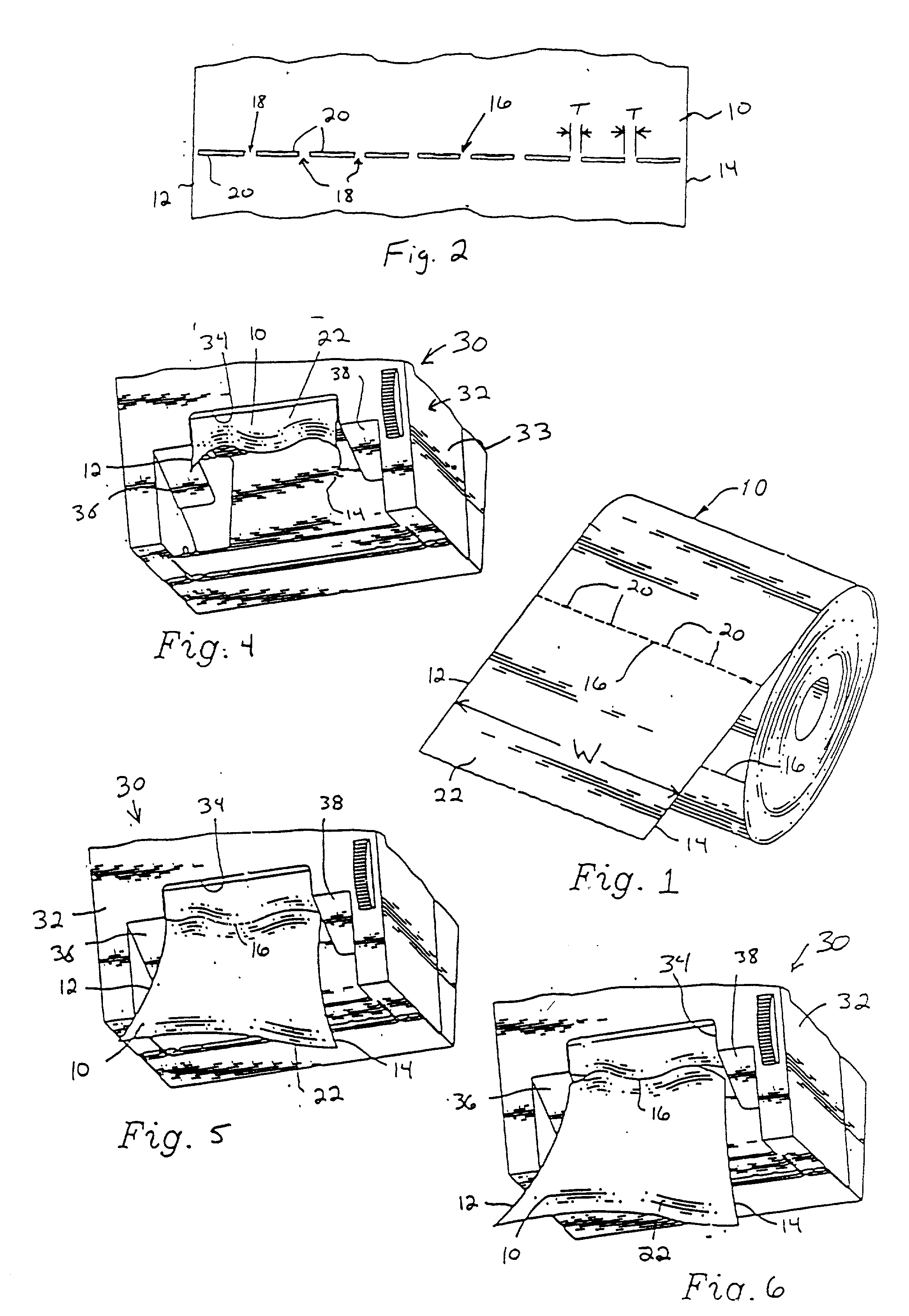 Sheet material having weakness zones and a system for dispensing the material