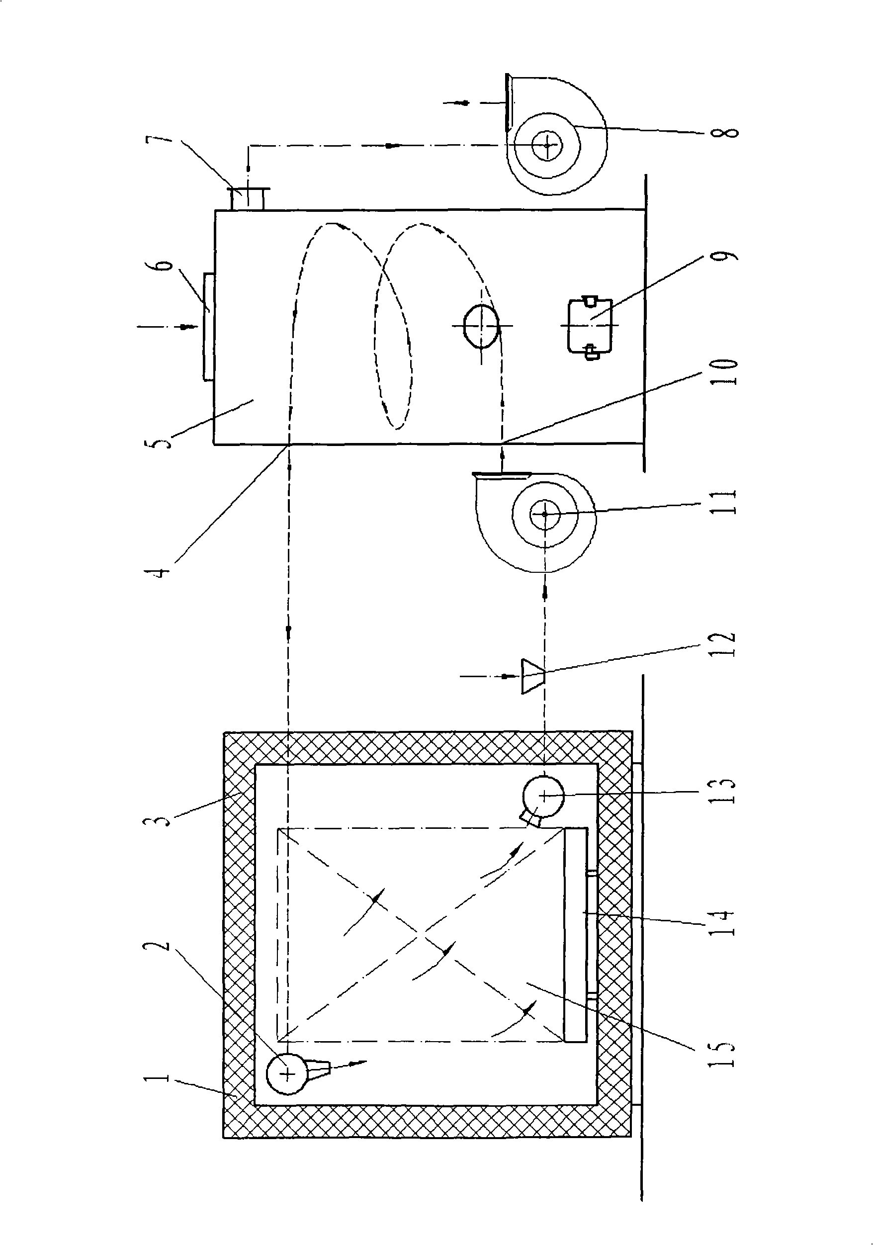 Wood high-heat treatment device and technological process thereof