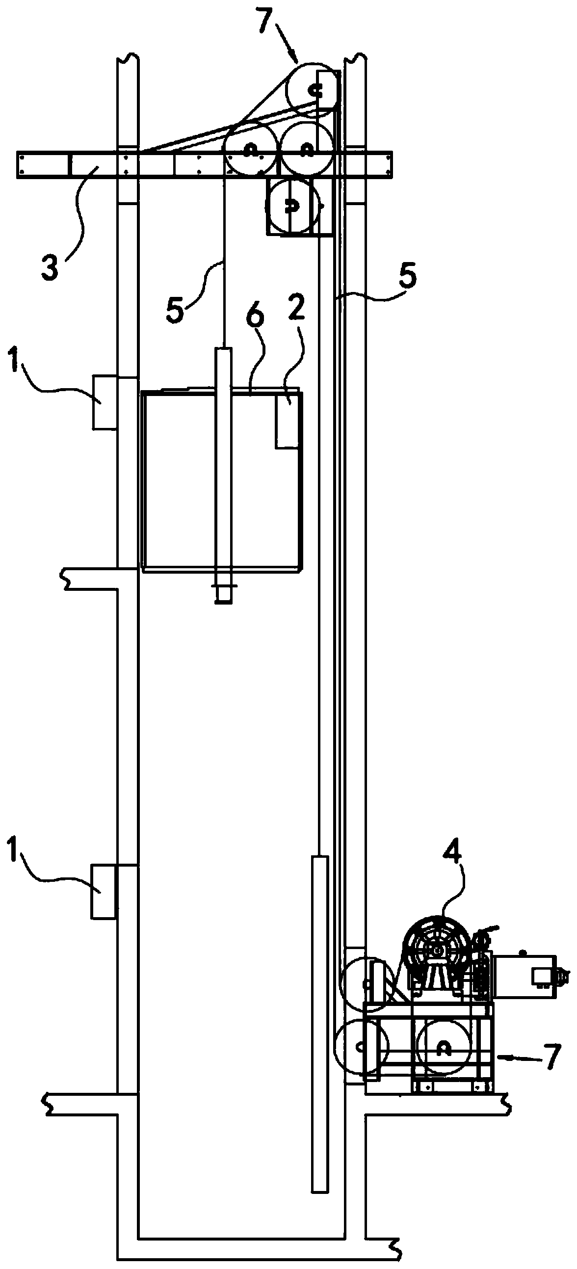 Calling system of traction type building construction elevator