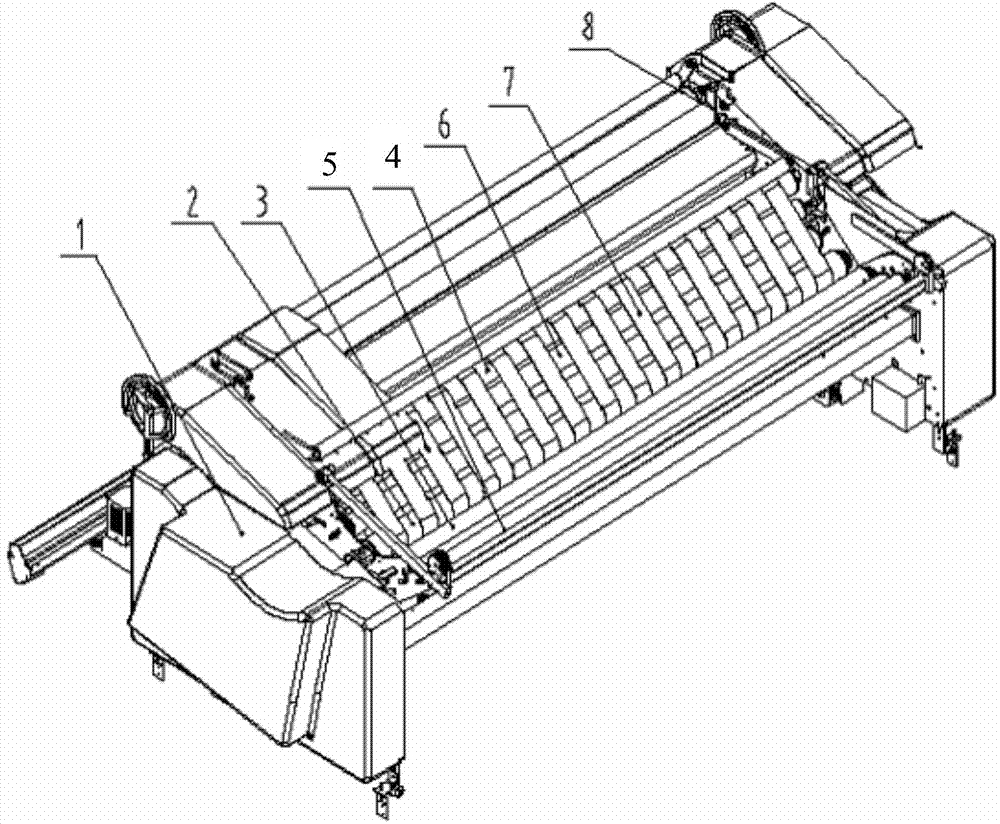 Feeding device for cloth paving machine