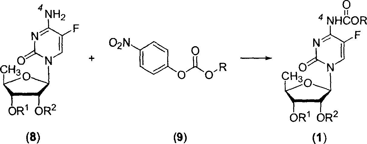 Fluoropyrimidine compound carbalkoxylation method