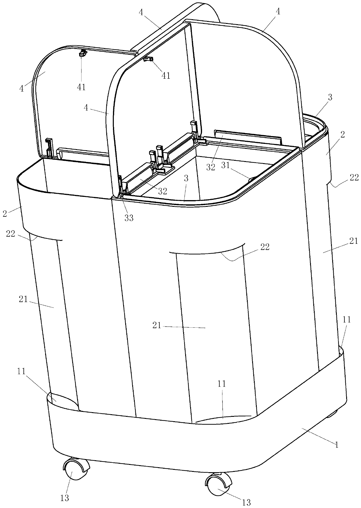 Multifunctional four-grid storage barrel