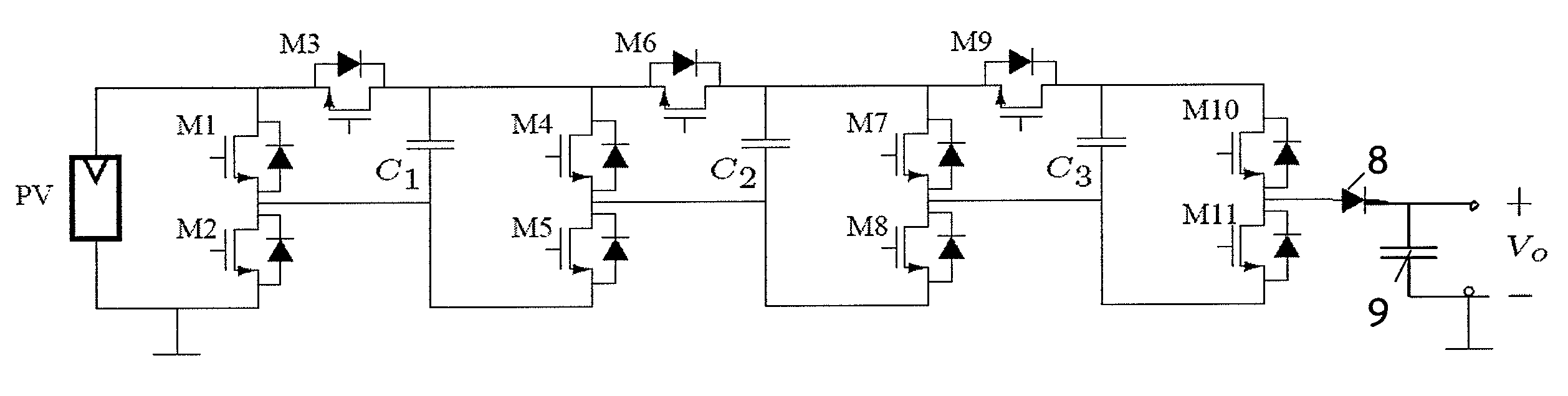 Photovoltaic energy extraction with multilevel output DC-DC switched capacitor converters