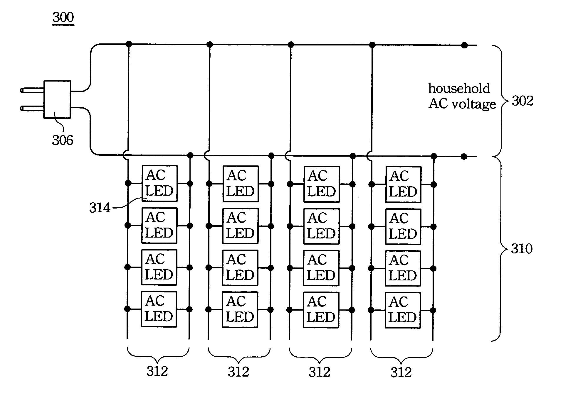 Light string having alternating current light-emitting diodes