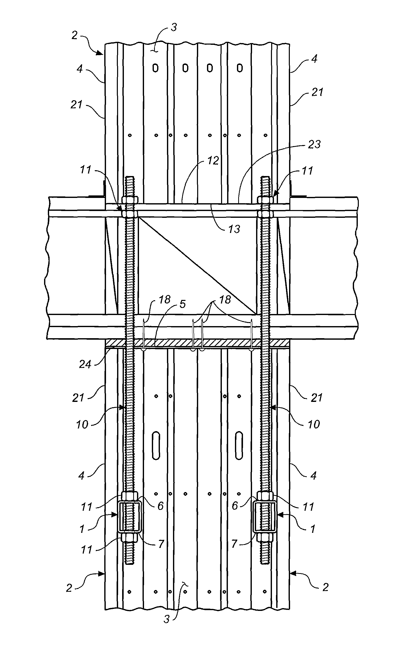 Continuity tie for prefabricated shearwalls