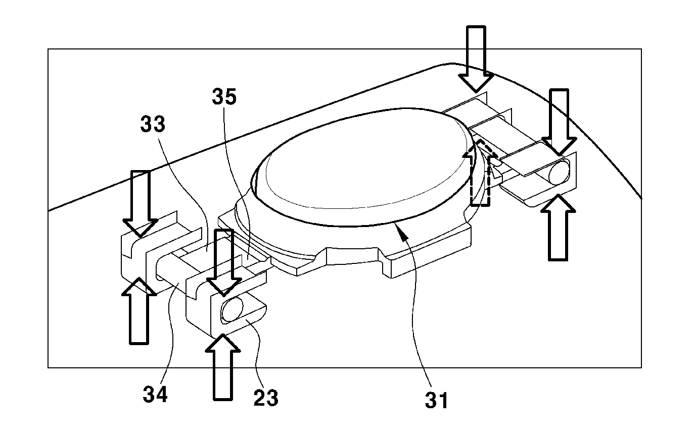 Push switch of outside handle of door