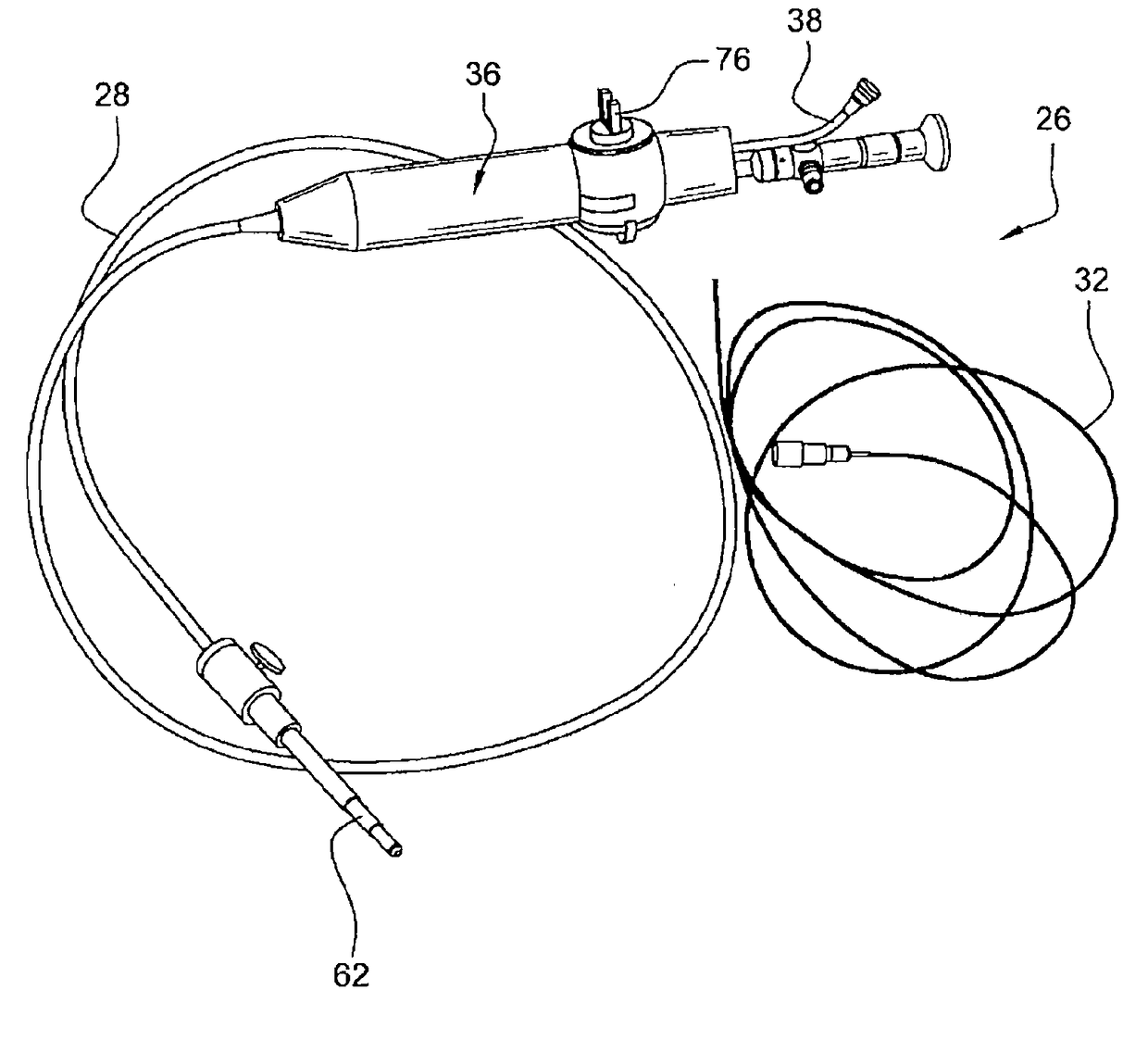 Device for searching for defects on parts by endoscopy