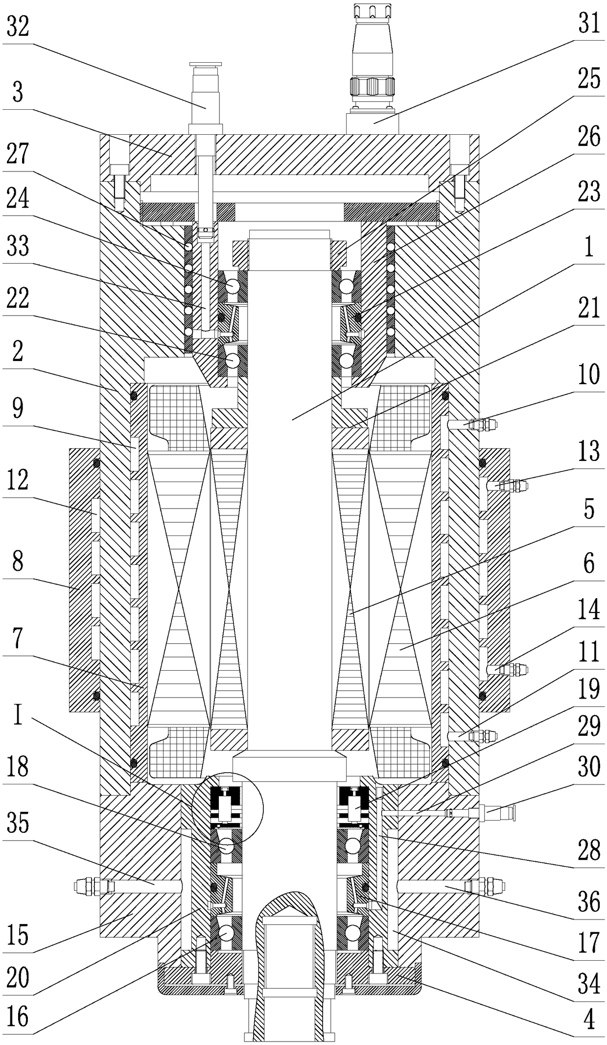 Numerical control grinding machine motorized spindle capable of automatically adjusting bearing pretightening force