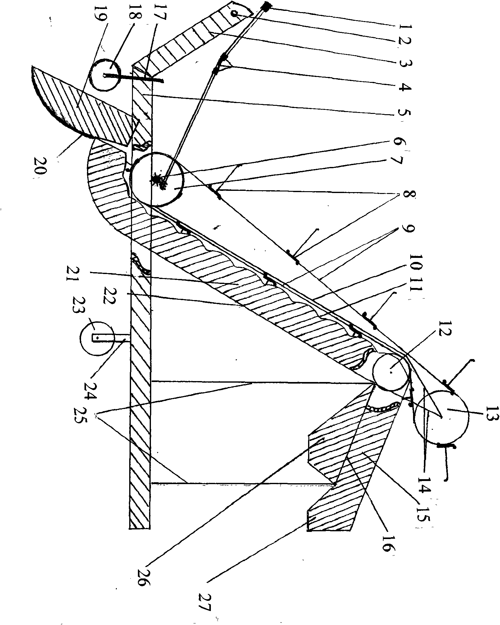 Potato-soil separating and large and small potatoes classifying collector on potato excavator