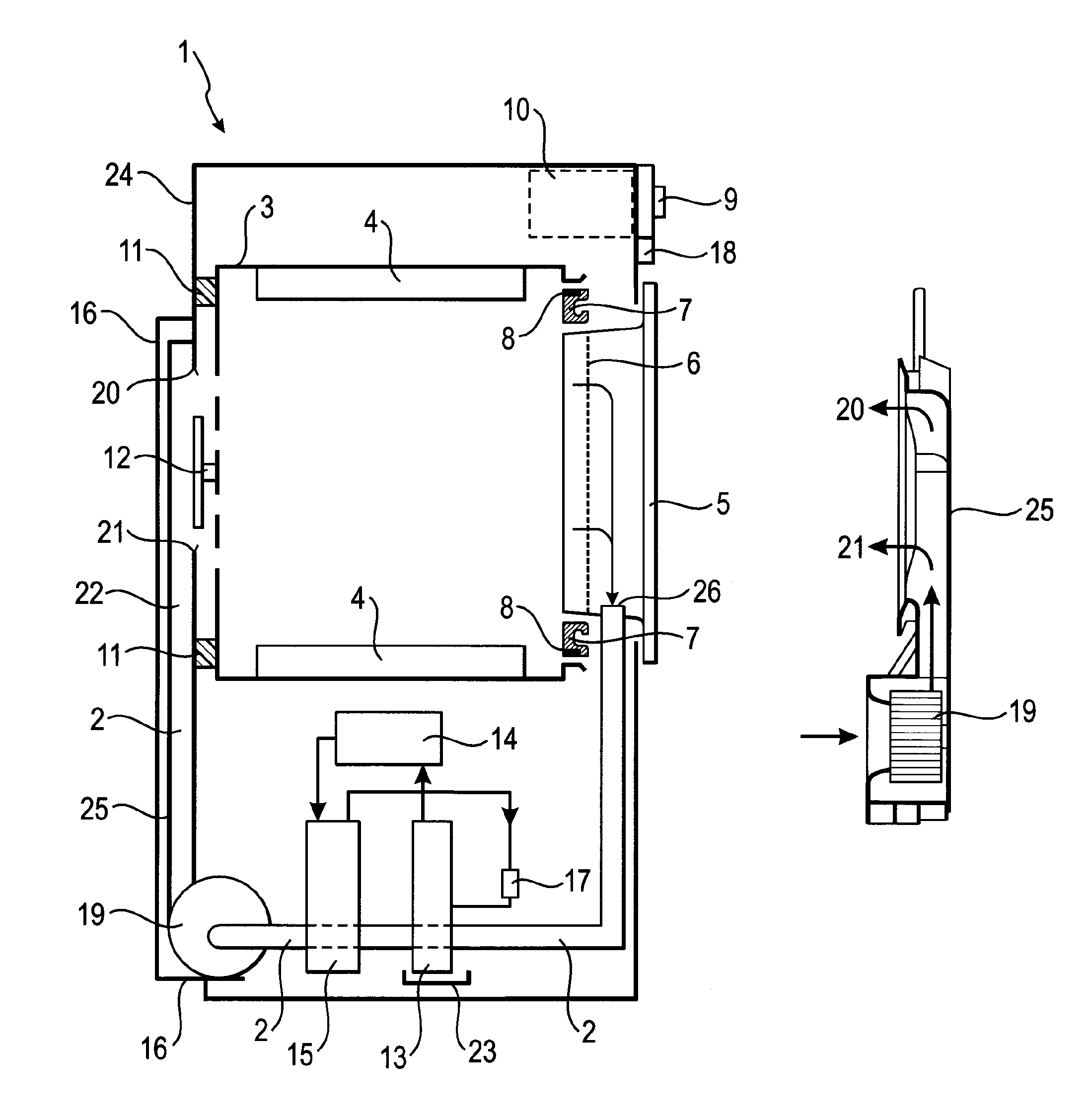 Condensation dryer with a housing