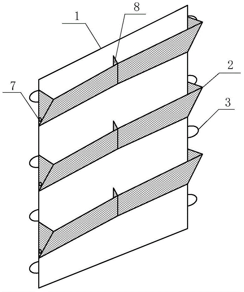 Large-gradient rocky slope caring structure based on inclined vegetation plates