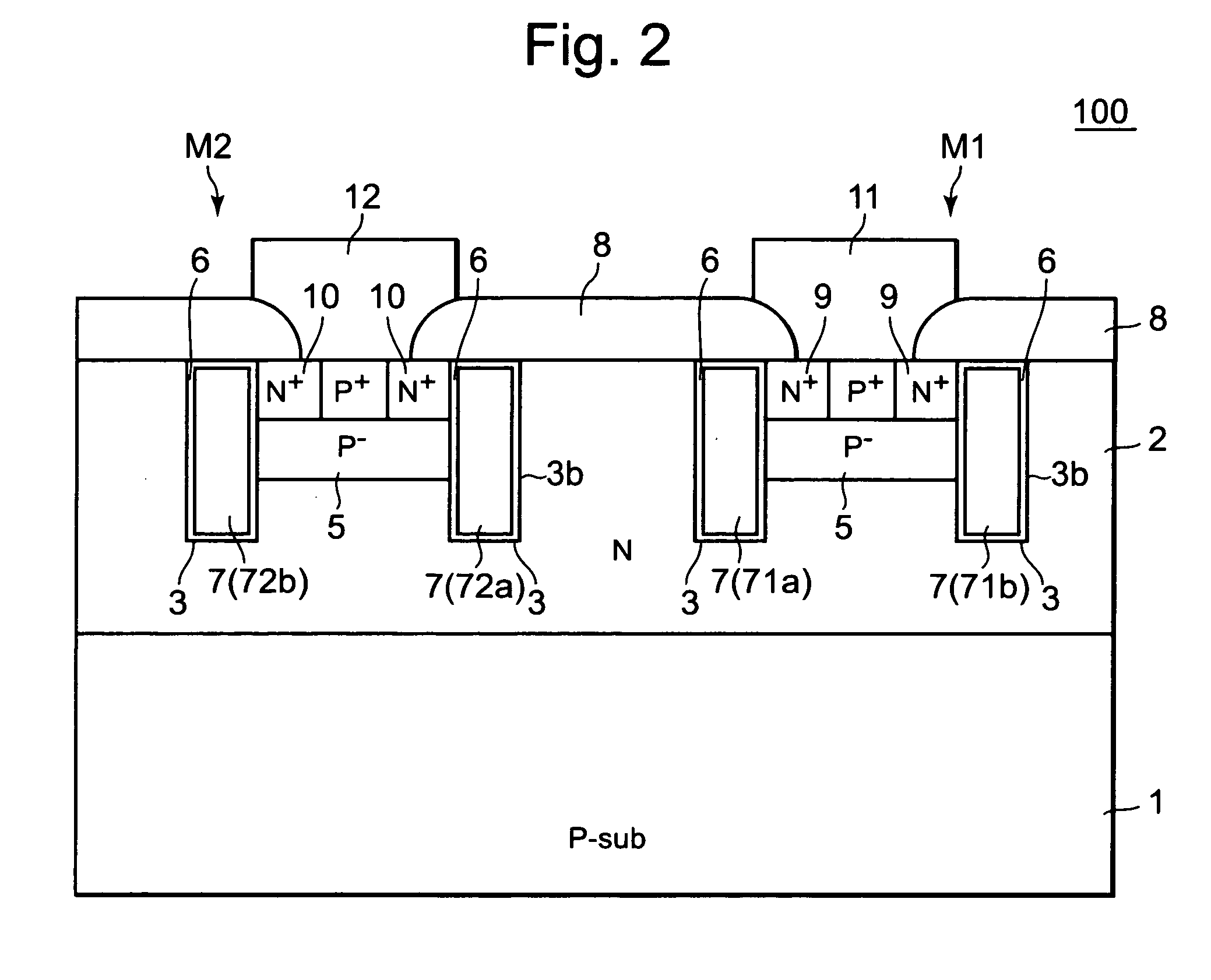 Bidirectional switch having control gate embedded in semiconductor substrate and semiconductor device