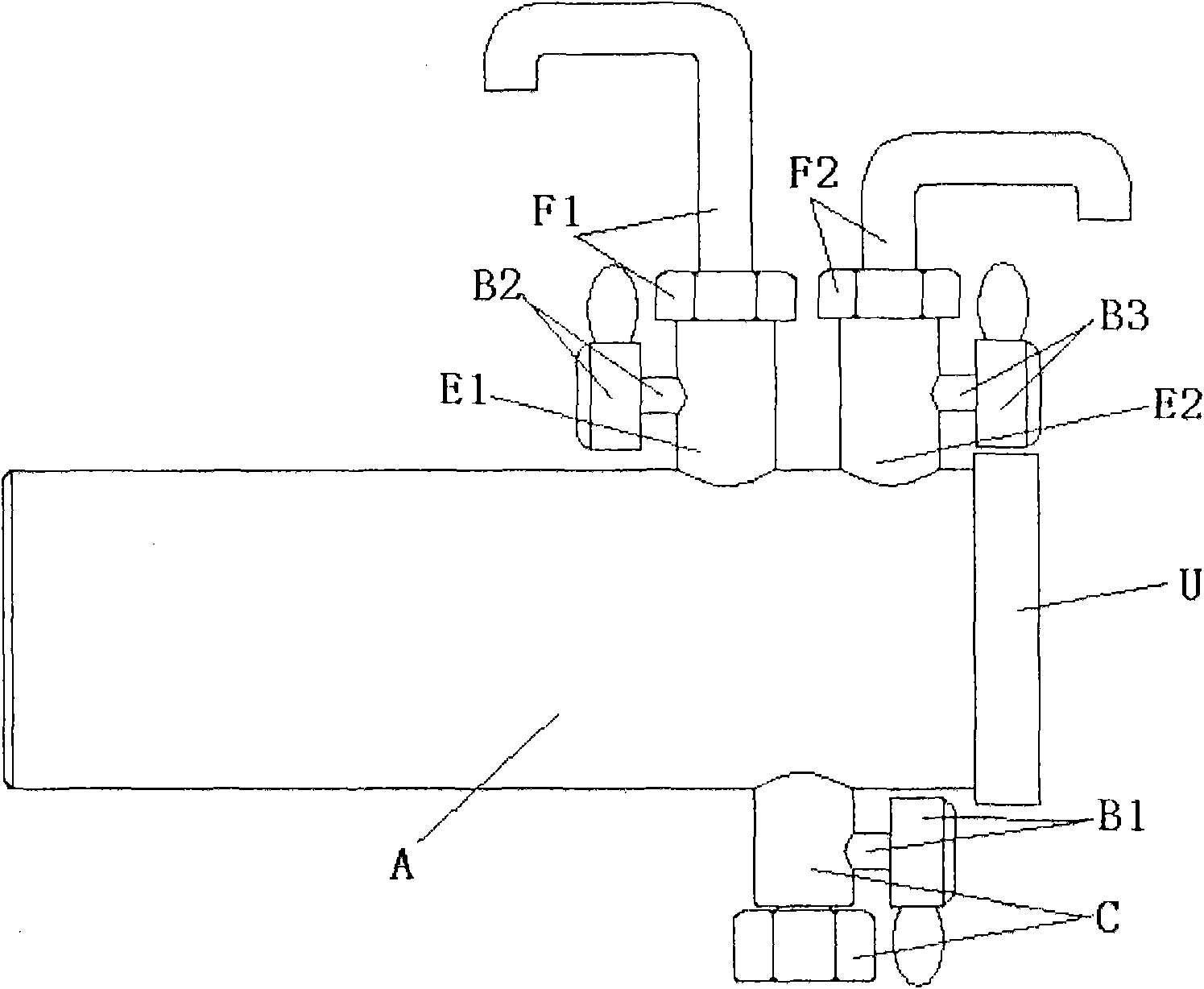 Horizontal conjoined cock with water filter