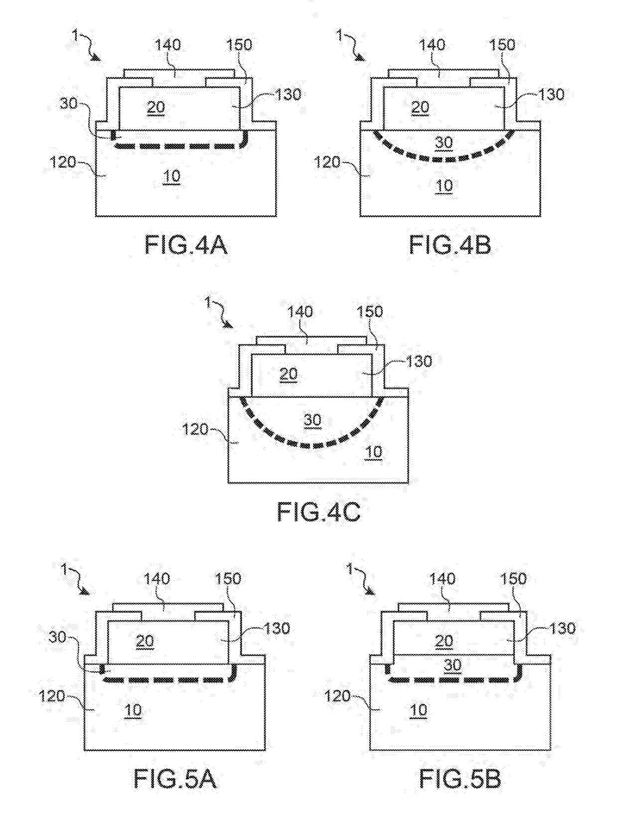 Photodiode type structure, component and method for manufacturing such a structure