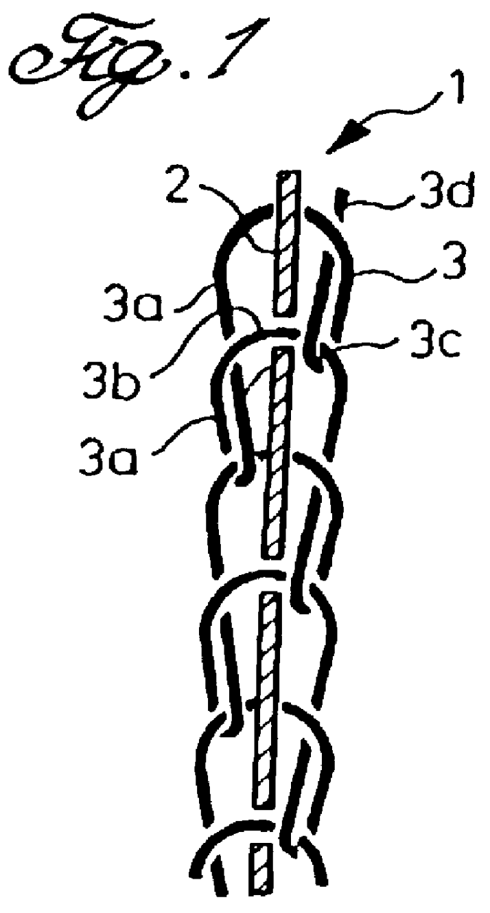 Composite yarn comprised of chain stitch yarn and inlay yarn