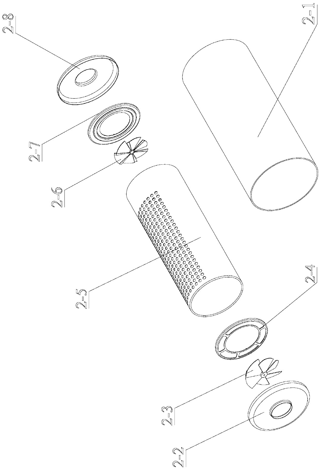 Exhaust mixing device for hydrogen fuel cell automobile