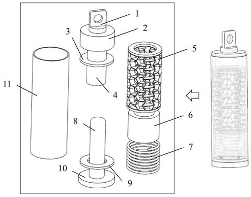 Heterogeneous metal energy-absorbing and shock-absorbing high-damping component and additive manufacturing method thereof