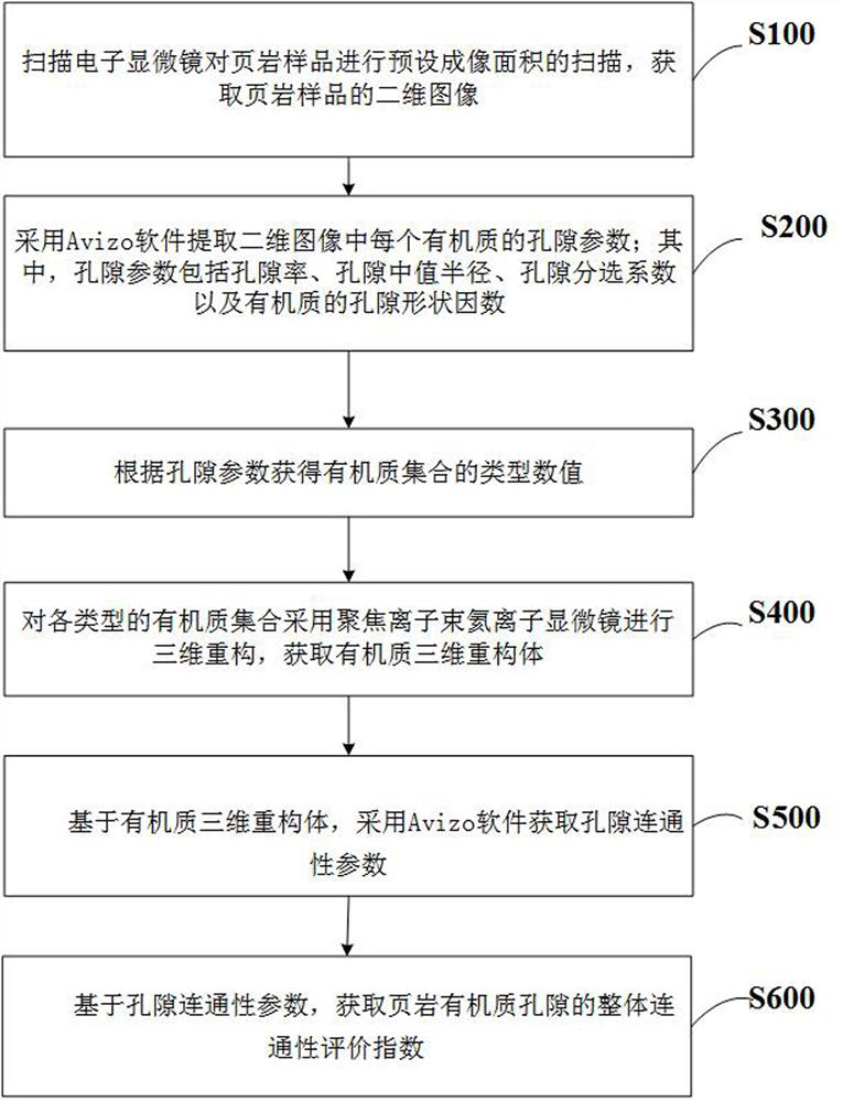 Shale organic matter pore connectivity classification characterization method