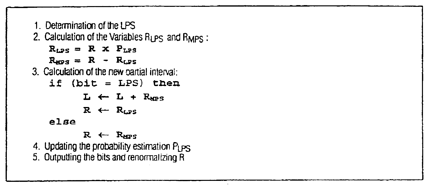 Method and arrangement for arithmetic encoding and decoding binary states and a corresponding computer program and a corresponding computer-readable storage medium