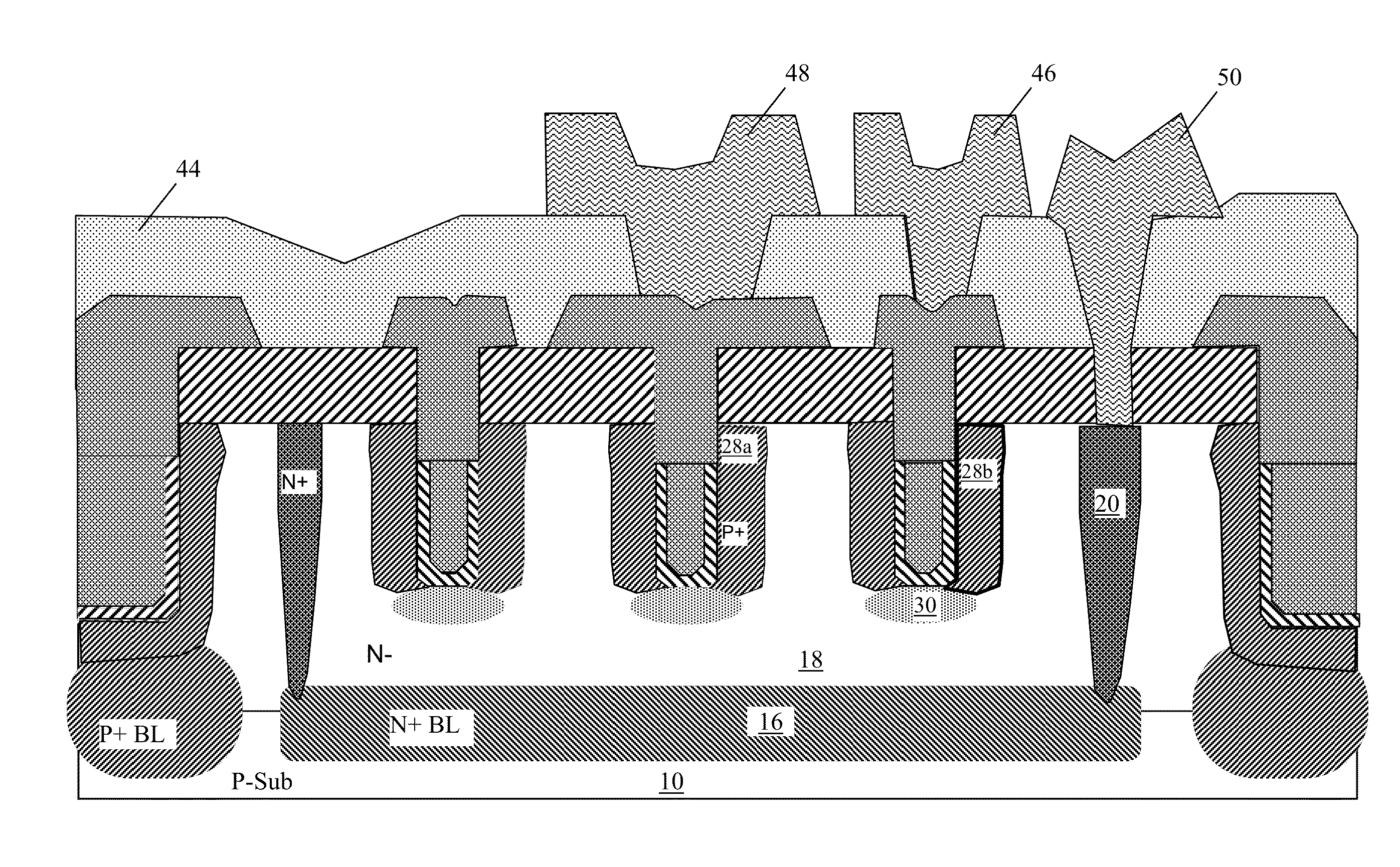 Lateral PNP Bipolar Transistor with Narrow Trench Emitter