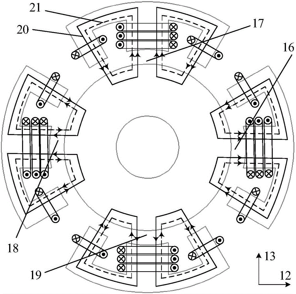 Conical magnetic suspension dual-passage switch reluctance machine and control method