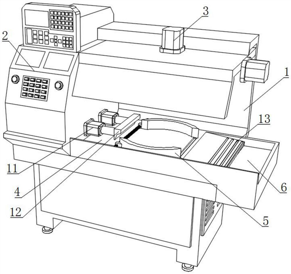 Numerically-controlled machine tool with material guide channel