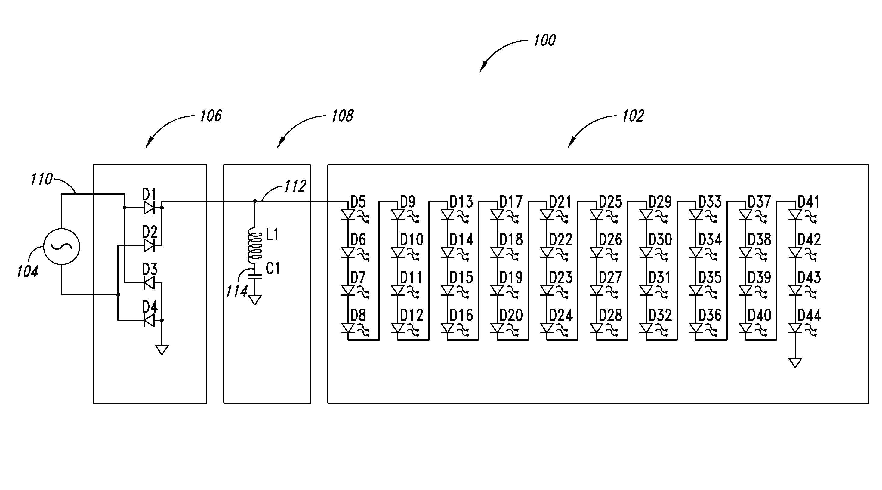 Resonant network for reduction of flicker perception in solid state lighting systems