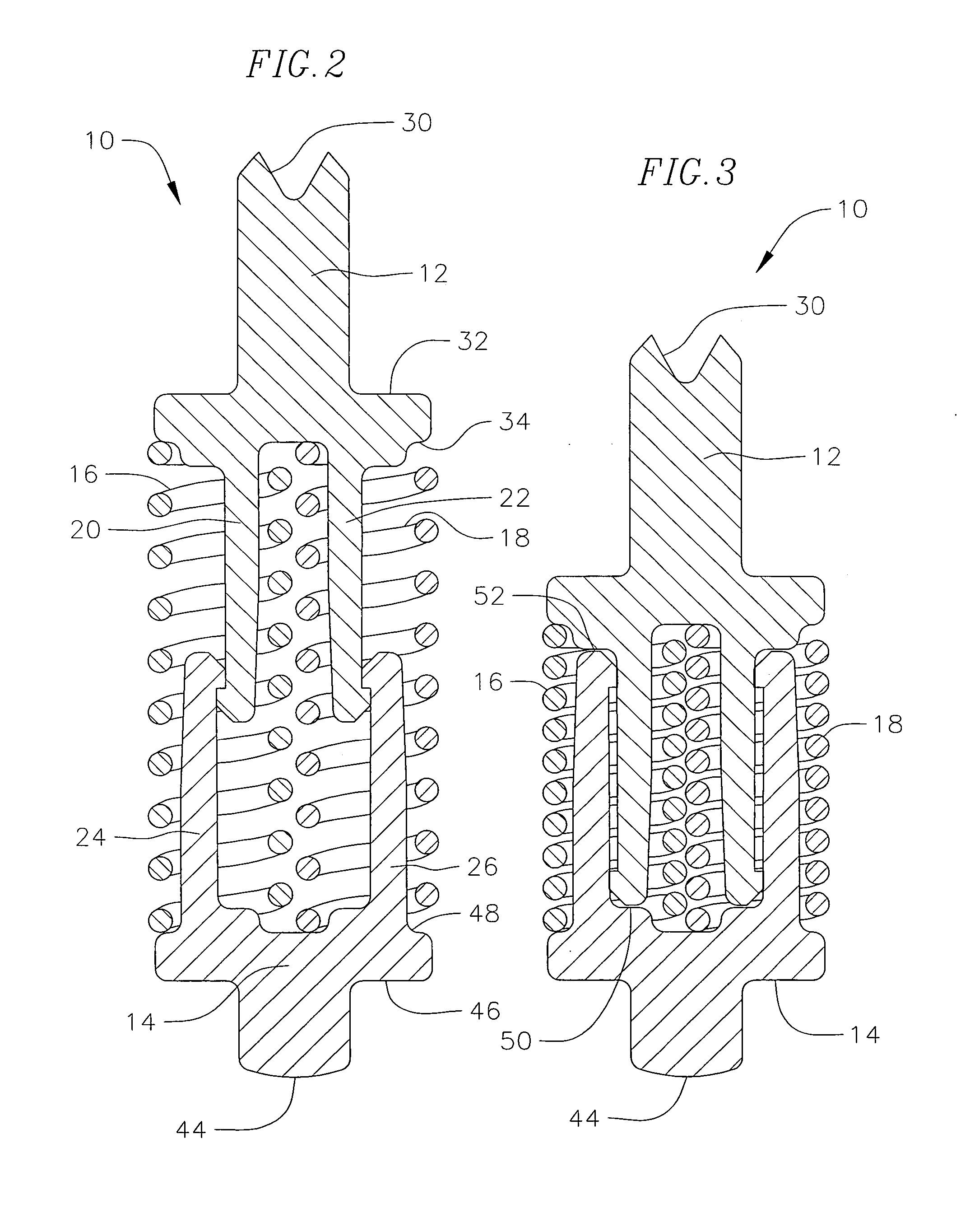 Electrical contact probe with compliant internal interconnect