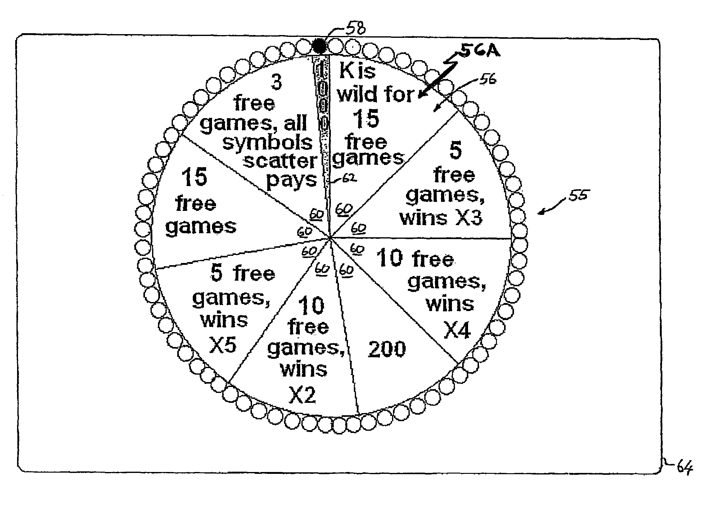 Gaming apparatus with a wheel game