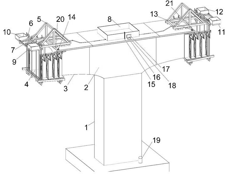 Continuous beam cantilever casting secondary real-time counterweight system and construction method