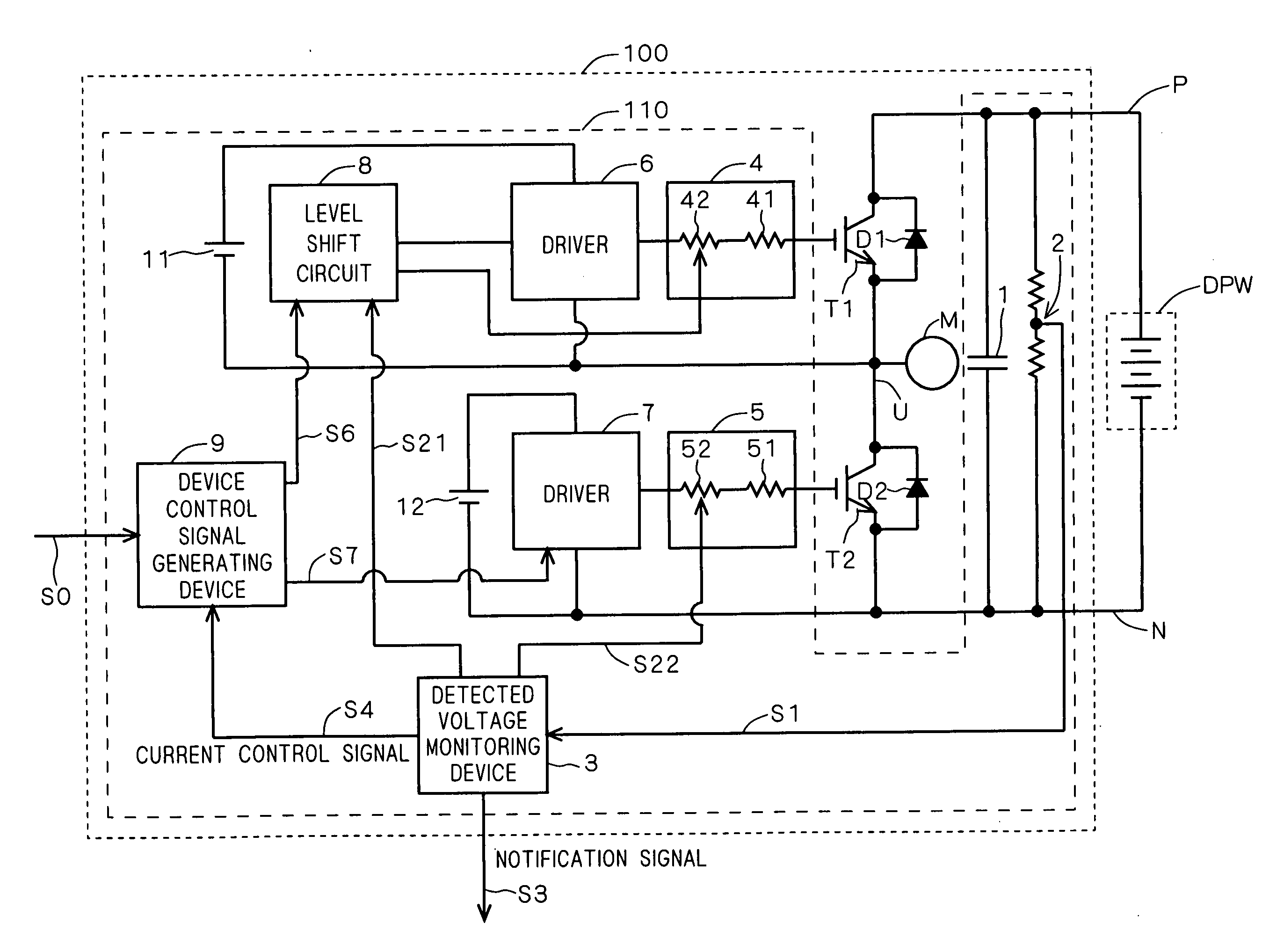 Control device of switching device and control device of driving circuit of motor