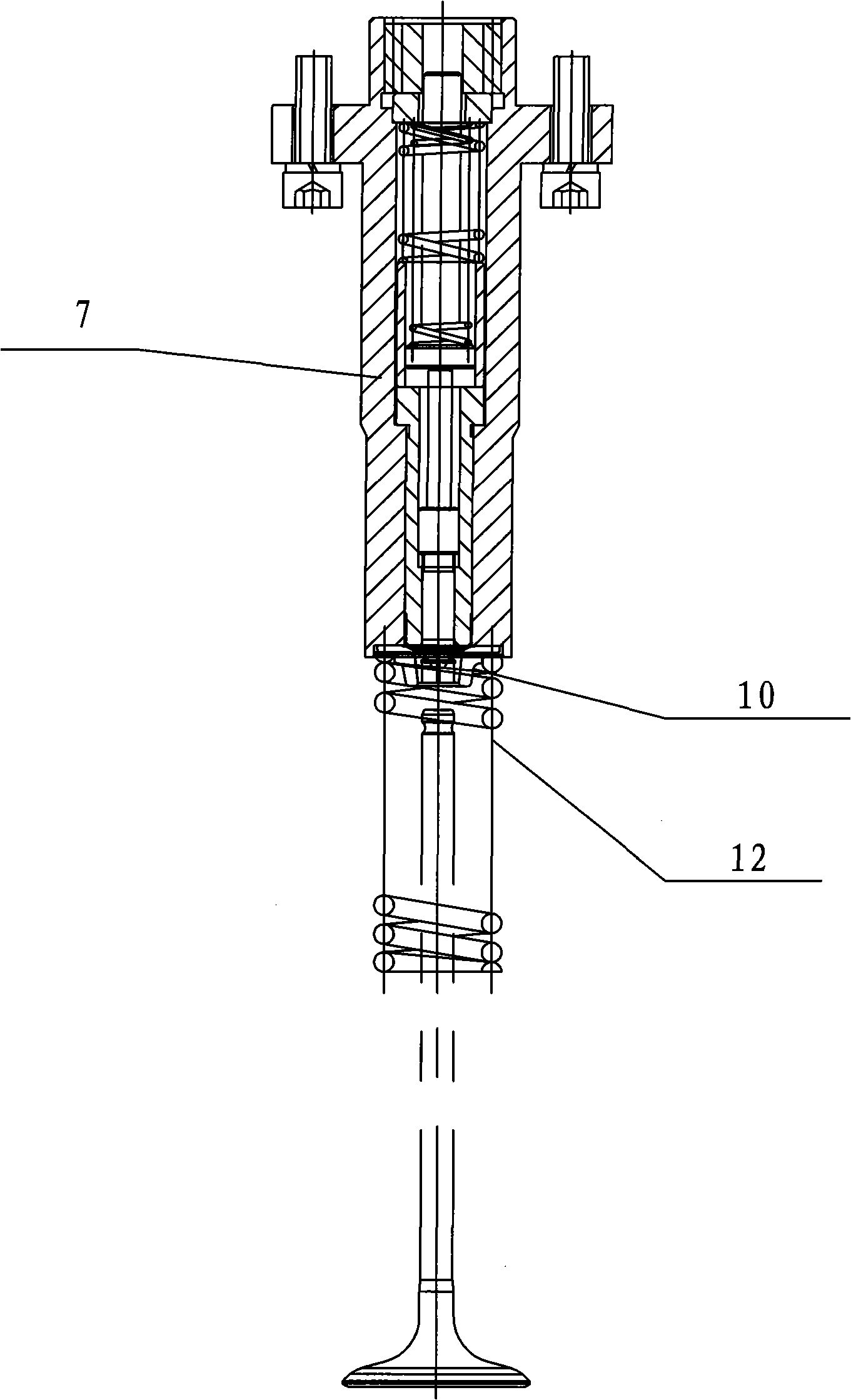 Cylinder cap air valve spring cover, locking plate press-loading head