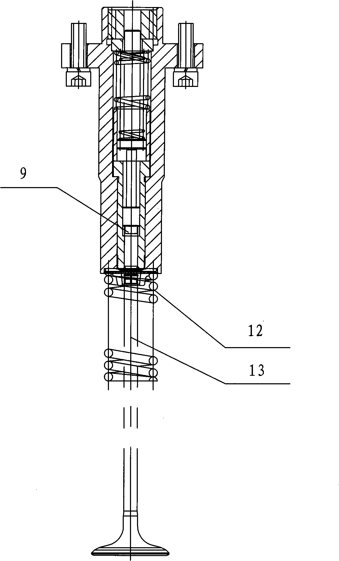 Cylinder cap air valve spring cover, locking plate press-loading head