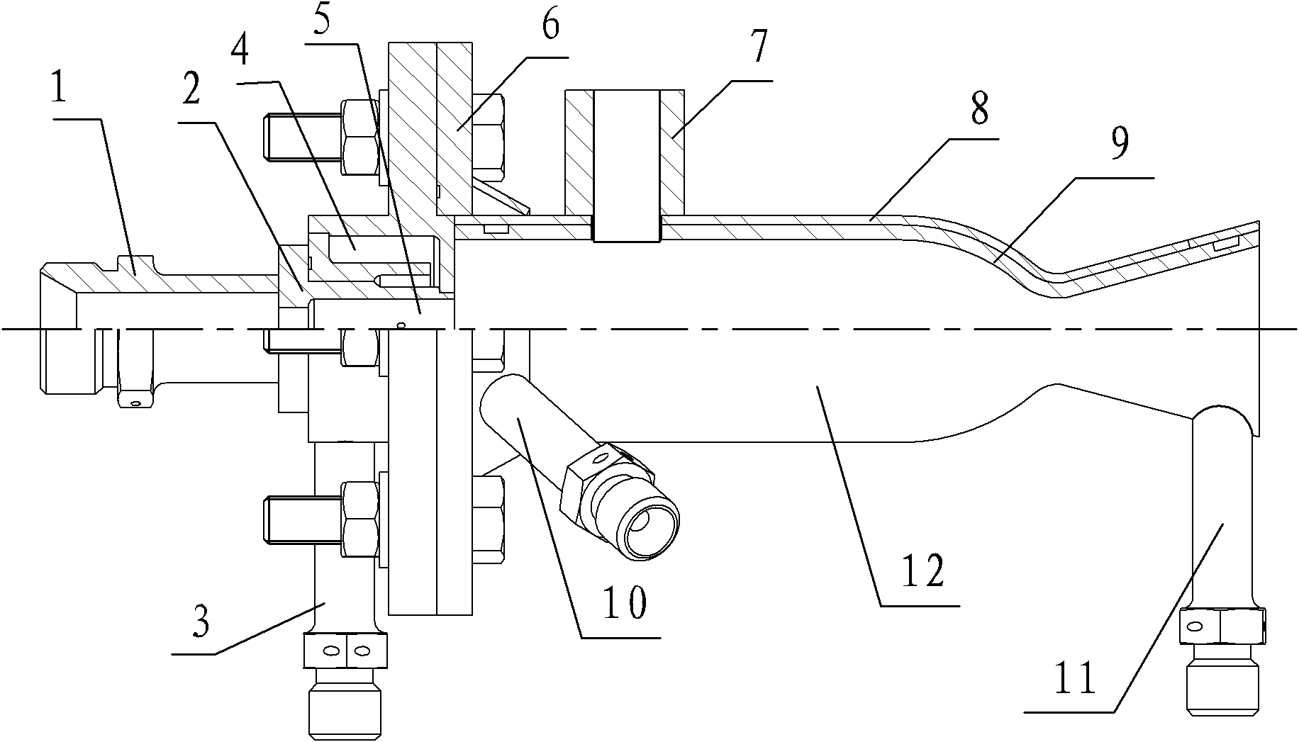 Gas-liquid component high chamber-pressure large-range variable working condition combustor