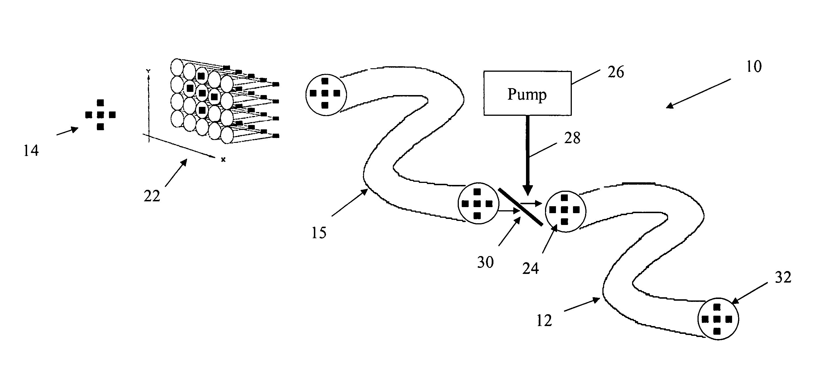 Multi-core optical fiber image amplifier and method of drawing