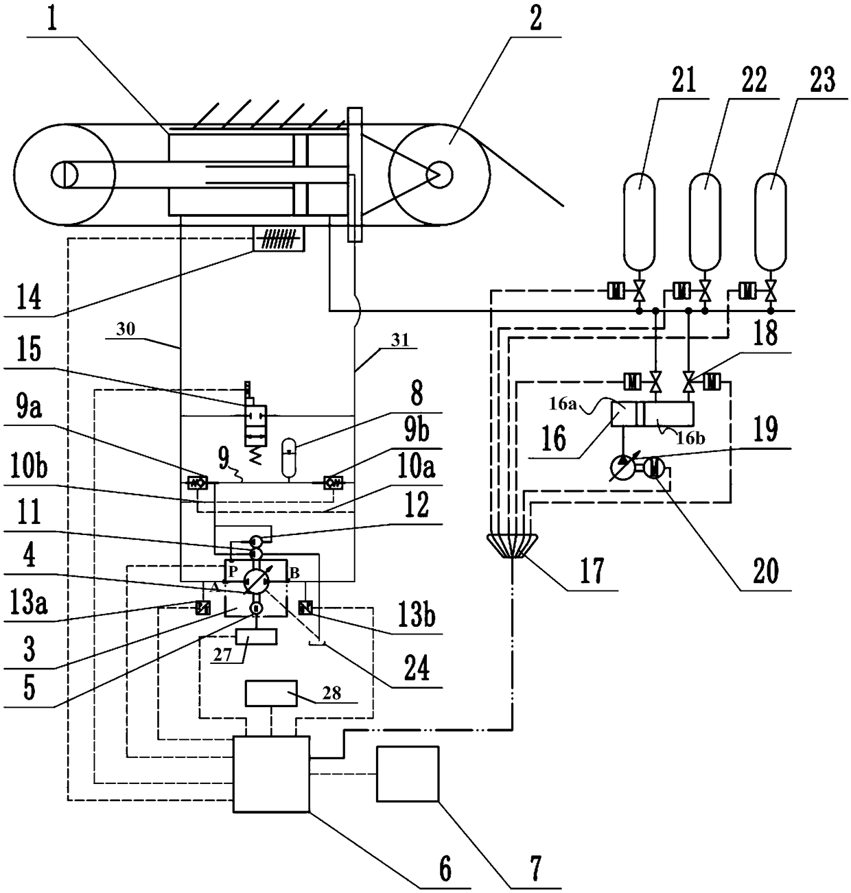 Pump control type semi-driving heave compensation system and working method thereof