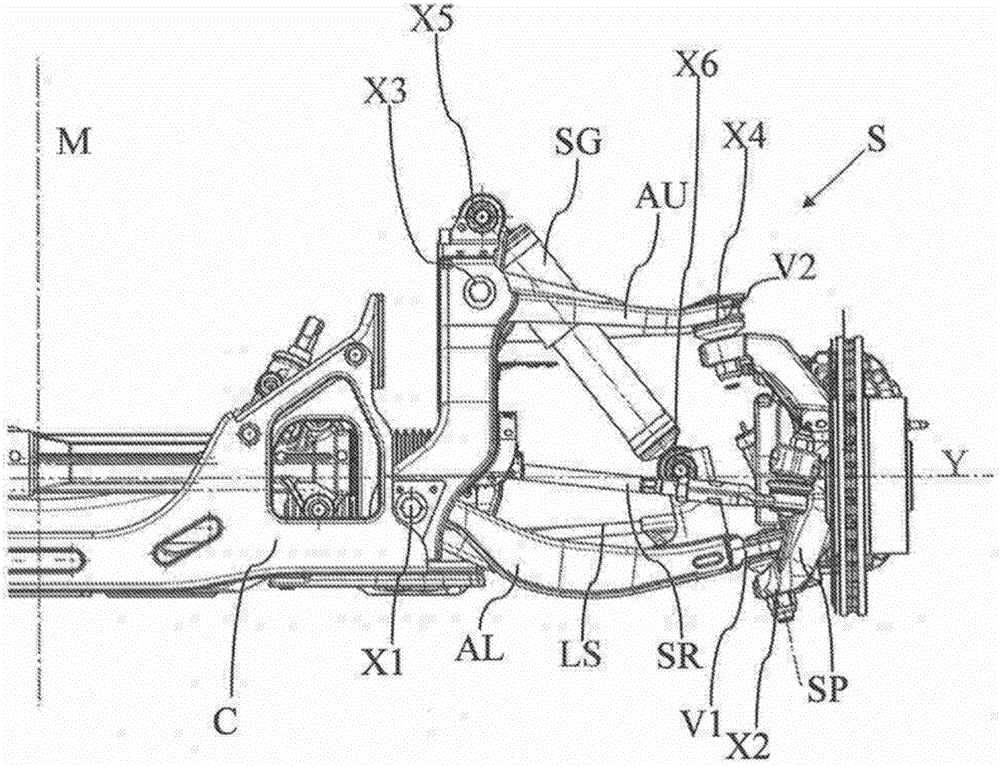 Double wishbone or mcpherson suspension with transverse leaf spring and dimensioning method thereof