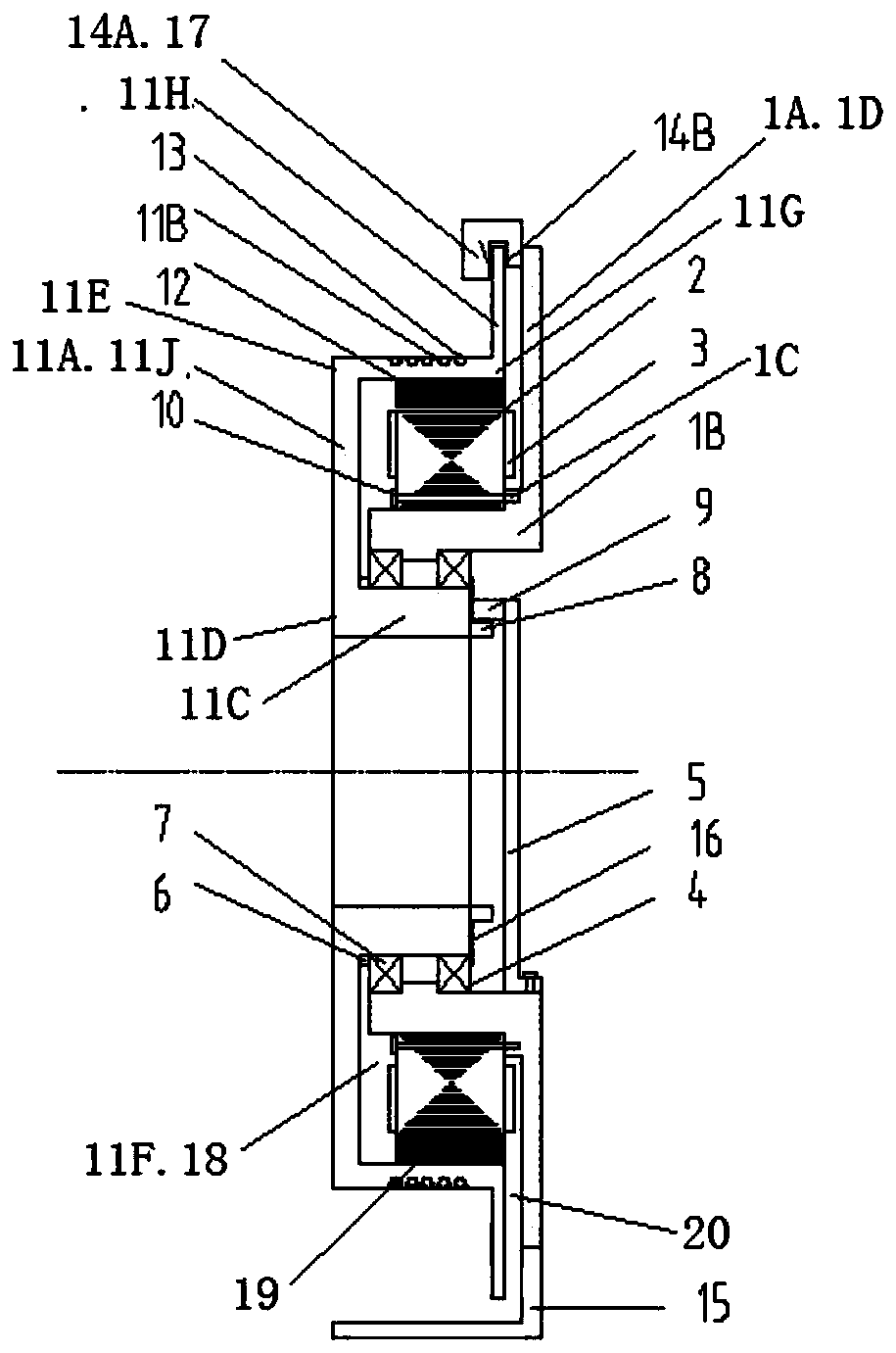 Flat traction motor