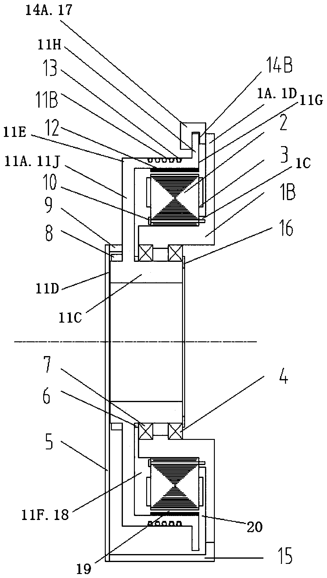 Flat traction motor