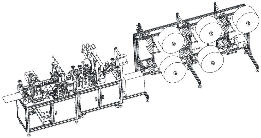 Full-automatic production equipment and process for vertical folding mask