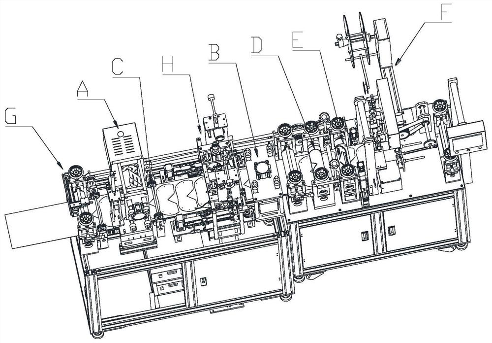 Full-automatic production equipment and process for vertical folding mask