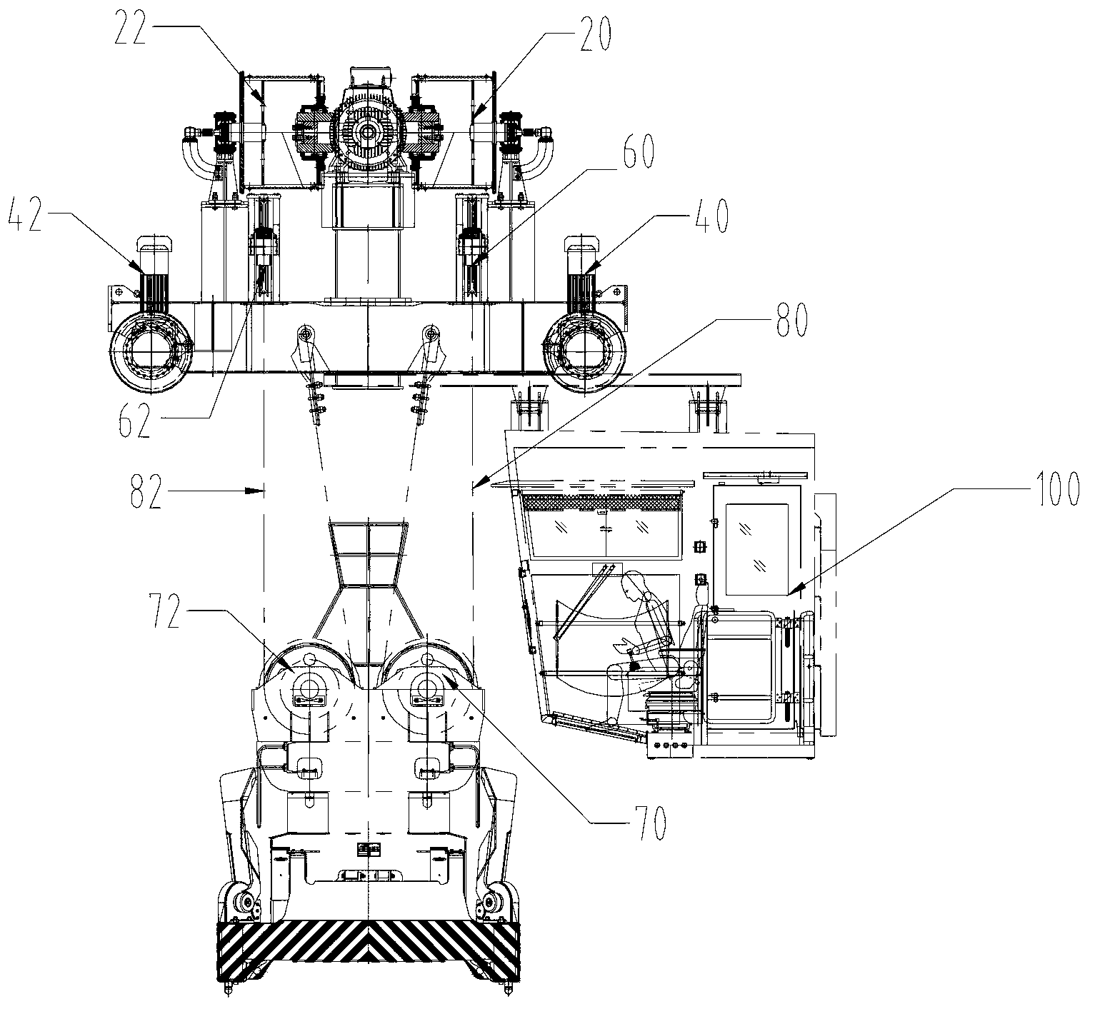 Traveling crab and crane