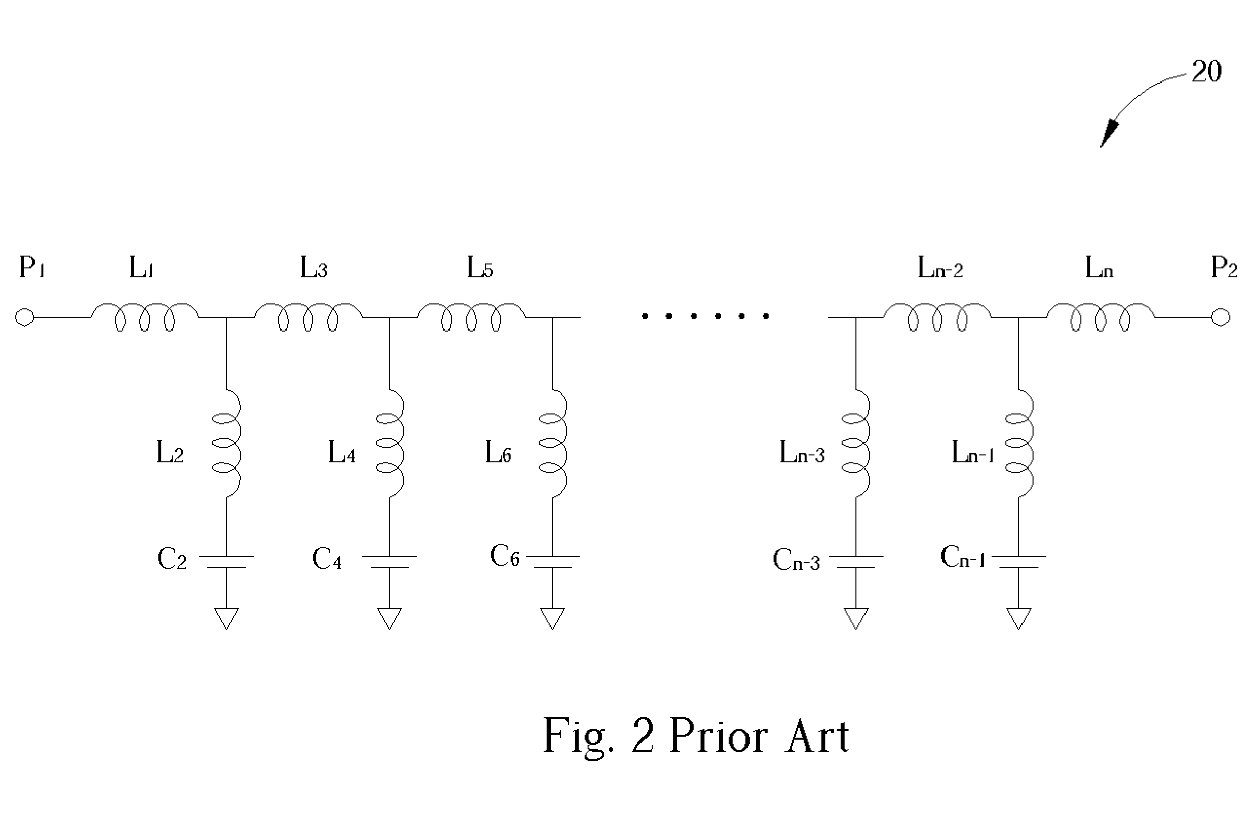 Lowpass filter formed in a multi-layer ceramic