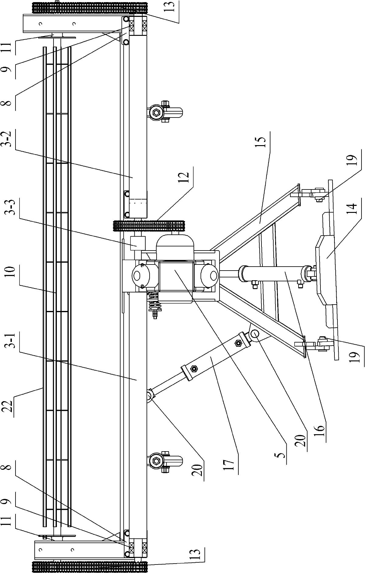 Lifting and swinging hydraulic device for snow remover and snow remover with same