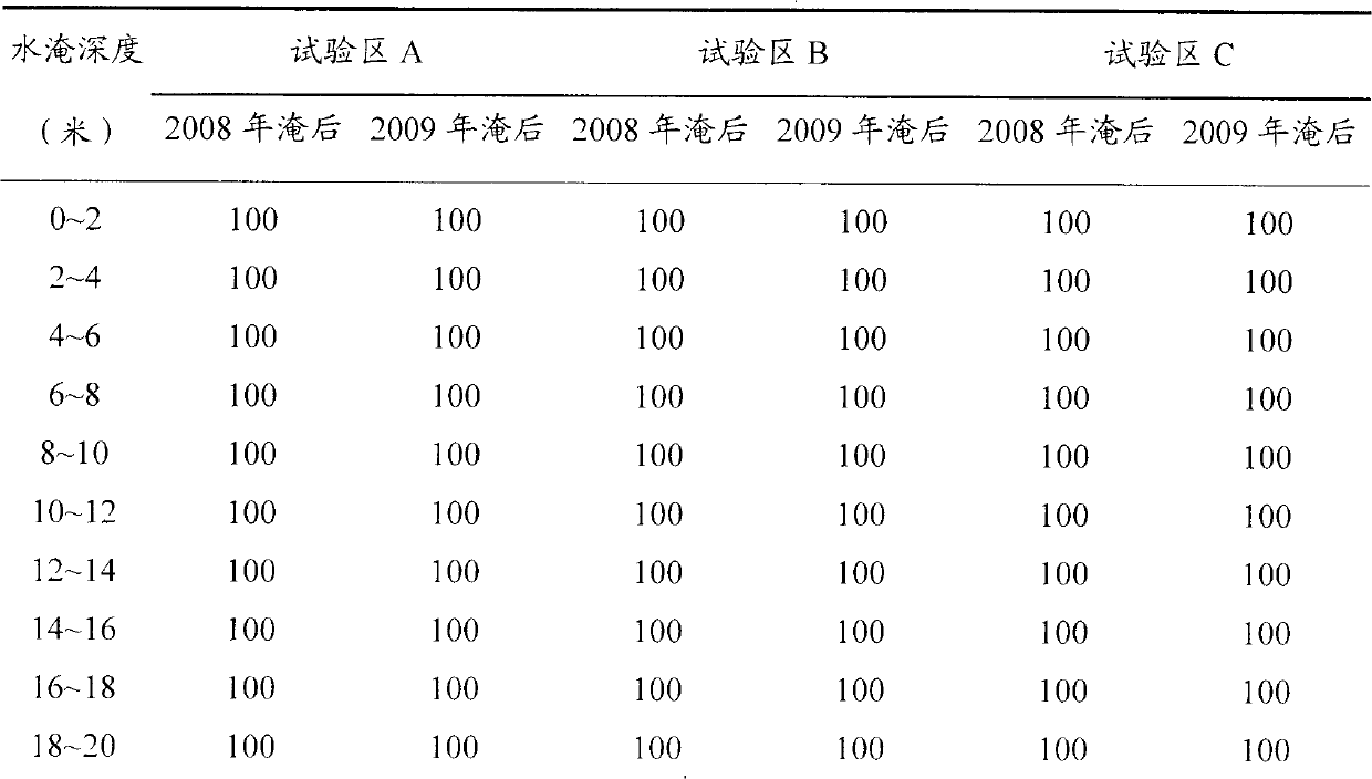 Application of cynodon dactylon to vegetation construction and ecological control in large-depth water flooded drawdown areas of reservoirs and riverbanks