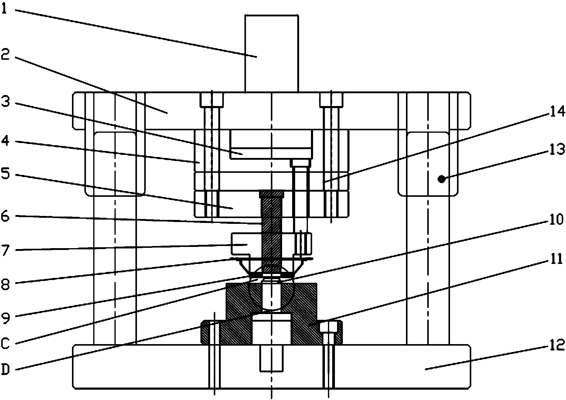 Fast riveting process of spring washer and basin stand