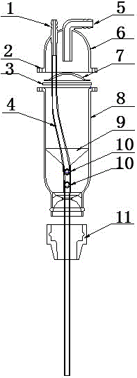 Splash-prooftube device for fully automatic azotometer