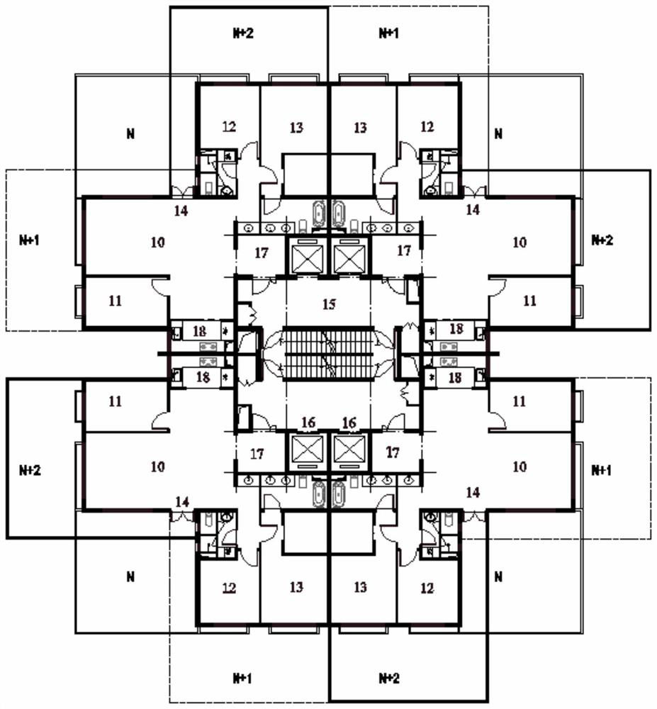 Residential building with staggered terraces